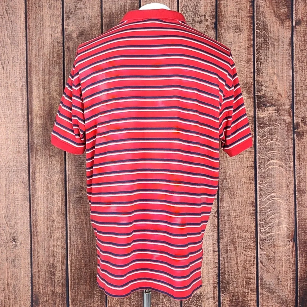 Vtg White and Blue Striped Red Polo With Blue Pony Like New
